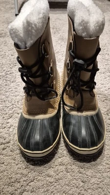 Водонепроницаемые изолированные кожаные зимние ботинки SOREL Caribou размер 4 молодежные - Изображение 1 из 3