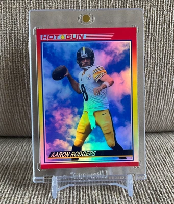 🔥Custom AARON RODGERS Pittsburgh Steelers "Hot Gun" REFRACTOR ACEO Art Card!🔥 - Image 1 of 2