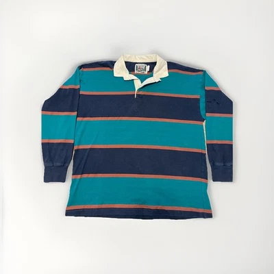 Vintage Columbia Knit Rugby Shirt Mens XL Heavy Cotton Striped 90s Made in USA - Image 1 of 4
