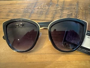 Foster Grant Cat Eye Black & Gold Sunglasses SIA NWT 100% UVA-UVB Protection - Picture 1 of 5
