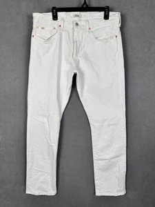 Polo Ralph Lauren Mens Jeans 36x32 White Varick Slim Straight Stretch Mid Rise - Picture 1 of 11