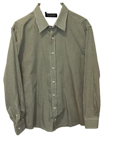 Nick Graham Shirt 17/ 17.5 34/35 Long Sleeve Modern Fit Green White Check - Picture 1 of 8