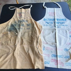 Vtg Gilbert Paper Apron (2) Baltimore Maryland White Brown SEE - Picture 1 of 5