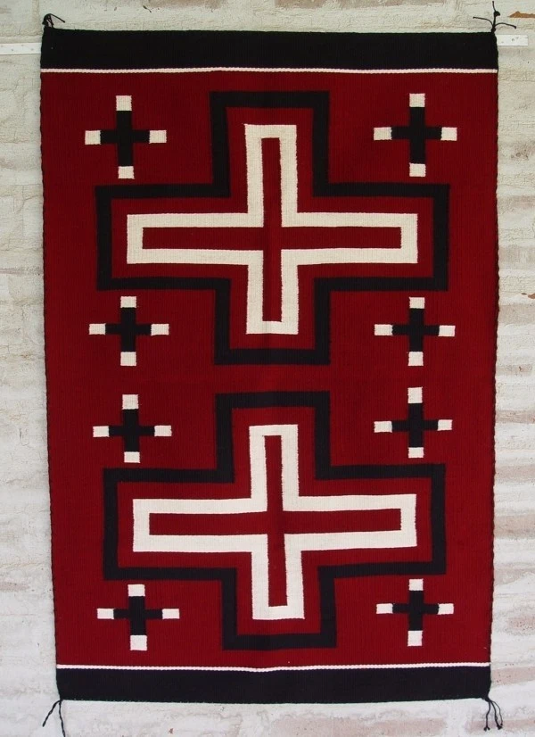 5x8 Ft Red Handwoven Navajo Rug Southwestern Rug Zapotec Rug Housewarming Rug - Image 1 of 1