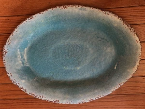 Pier One 1 Imports Türkis Carmelo Crackle Melamin Oval Platte 18" x 12,5" - Bild 1 von 3