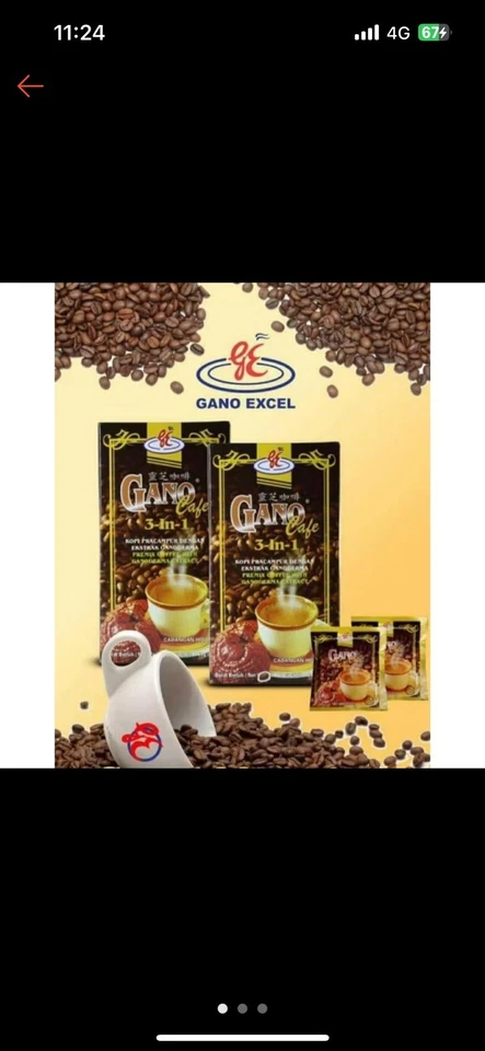Gano Excel Cafe 3 in 1 Coffee Ganoderma extract [1 x 20 sachets] - Image 1 of 2