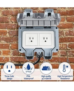 Outdoor Power Outlet Box- with 16.4Ft Extension Cord, NEMA 5-15R, STW 14 AWG,... - Picture 1 of 6