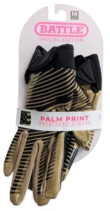 Battle Sports Med USA Glitter US Flag Doom Football Receiver Gloves Black Gold - Picture 1 of 8