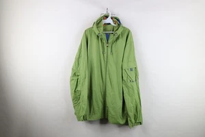 Vintage Gap Mens 2XL XXL Reflective Packable Hooded Windbreaker Rain Jacket Lime - Picture 1 of 24