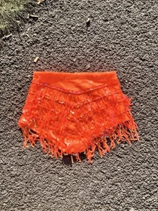 Elsie & Fred Orange Sequin Tassle Shorts Festival Pants New With Tags Unworn - Picture 1 of 8