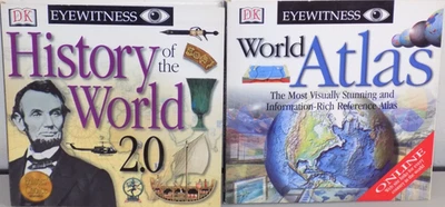 HISTORY OF THE WORLD & WORLD ATLAS PC CD ROM LOT DK EYEWITNESS (WINDOWS 95/98) - Image 1 of 4