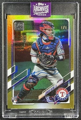 JONAH HEIM 2025 TOPPS ARCHIVES SIGNATURE SERIES 2021 #628 GOLD FOIL AUTO 1/1 - Image 1 of 2
