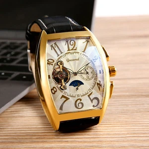 Tonneau Men's Watch Automatic Tourbillon Automatic Mechanical Watch - Picture 1 of 37