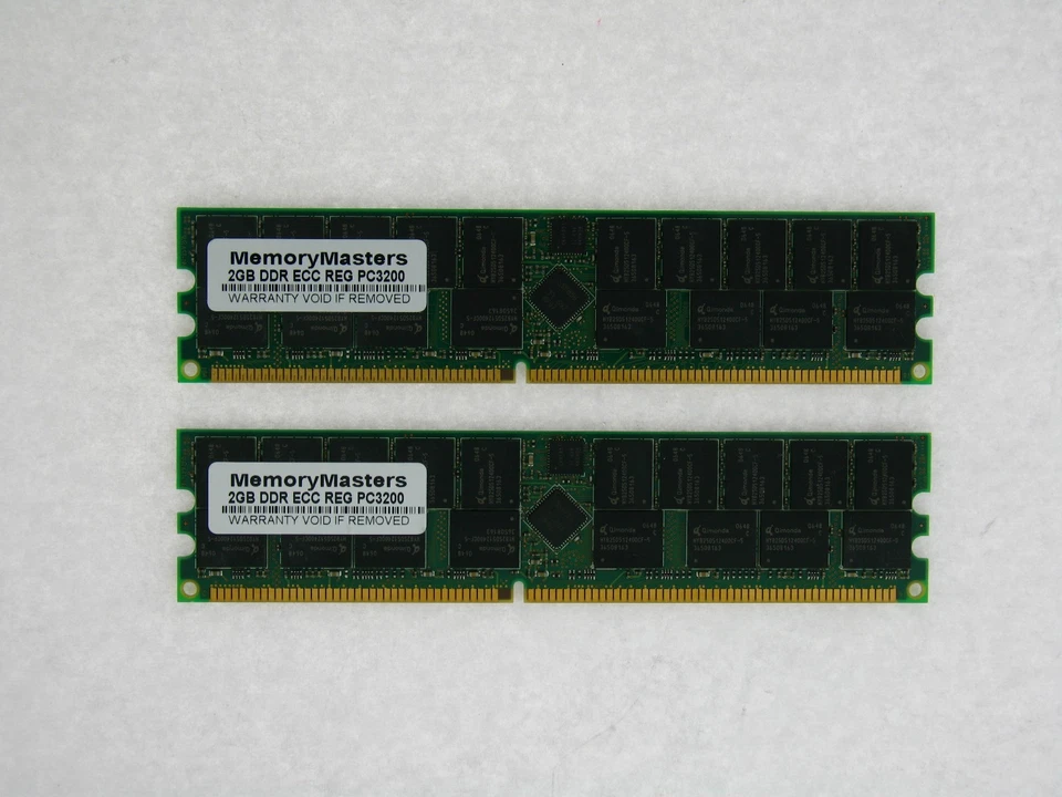 4GB (2X2GB) DDR MEMORY RAM PC3200 ECC REG DIMM 184-PIN - Image 1 of 1