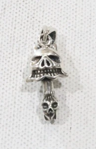 Unikat Mexiko Sterling Handwerker Biker Stil Schwein Teufel mit Totenkopf Hang 925 Anhänger - Bild 1 von 8