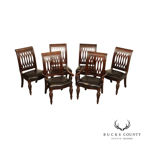 Bernhardt Italian Provincial Style Set of Six Carved Cherry Dining Chairs Cover