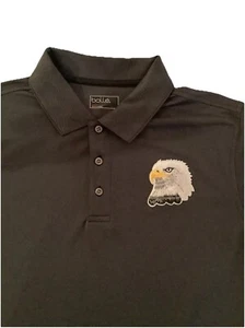 Men Polo Shirt Size Large BOLLE’ American Eagle Polo Shirt Black Embroidered - Picture 1 of 10