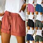 Waist Drawstring Hot Pants Casual Shorts Ladies Womens Elastic Plus Size Summer