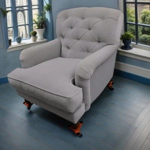 New Sofa.com Snowdrop button back armchair in Dove (Cream) Smart Velvet-RRP£1370 - Picture 1 of 12