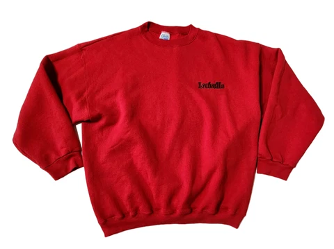 VTG Louisville Cardinals Mens 2XL Crewneck Sweatshirt Embroidered Pullover Red Cover