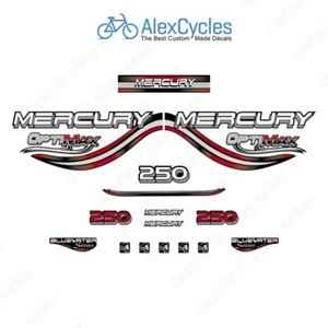 Mercury OptiMax Bluewater 250 HP Red Outboard Laminated Decals Stickers Kit - Bild 1 von 1