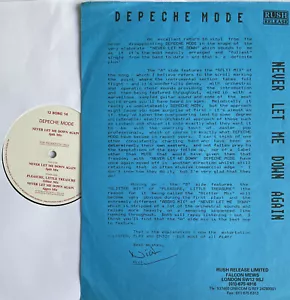 DEPECHE MODE -Never Let Me Down Again Split Mix-Rare UK 12" Promo +Press Release - Picture 1 of 5