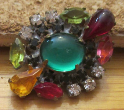 1-Czech Rhinestone Multicolored Design-Ovalish Button #95 31.51mm x 23.71mm - Image 1 of 4