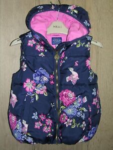 Joules Girls Blue Pink Quilted Hooded Gilet Coat Riding Jacket Age 7 122cm