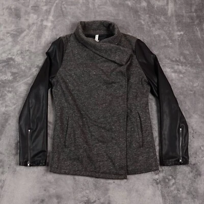 Fabletics Jacket Womens Extra Large Black Gray Milano Tunnel Vision Lagenlook - Image 1 of 4