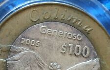 ERROR DOUBLE STRUCK Mexico 2006 $100 Pesos Colima Silver Center Mexican Coin