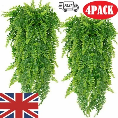 4 Artificial Hanging Plants Fake Fern Trailing Foliage Plastic Flower Leaf Decor - Image 1 of 4