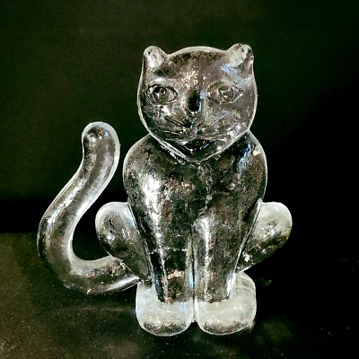 KOSTA BODA MEDIUM CAT, Cast Glass, 5 3/4 ", Bertil Vallien, SWEDEN MCM - Image 1 of 4