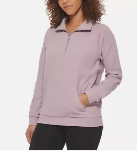 Pullover Marc New York XL para mujer acanalado cuarto cremallera con bolsillos, púrpura - Imagen 1 de 7