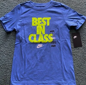 NWT Nike Boys YXL Cornflower Blue/Neon Yellow/White BEST IN CLASS Shirt XL - Picture 1 of 2