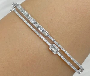 Deal! 1.30 CTW Genuine Natural Diamond Baguette ladies Bangle Bracelet 14K Gold - Picture 1 of 10