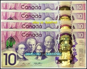 Lote de 4 billetes de dólar limitado Canadá 2017 Holo consecutivo #cdb serie $10 sin usar - Imagen 1 de 3