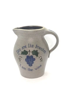 Rockdale Union Salt Glaze JUG 1 Quart Pitcher Stoneware Pottery Blue Grapes - Picture 1 of 7