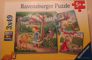 Ravensburger Puzzle 3 Fairy Tales Ages 5+;Red Riding Hood, Rapunzel, Frog Prince - Picture 1 of 13