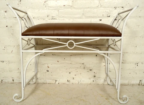 Mid-Century Petite Iron & Vinyl Bench 08236NZ Cover