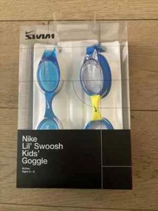 NEW Nike Lil' Swoosh Kids Swim Goggles (Set of 2) Ages 3-6, Yellow, Blue - Picture 1 of 3