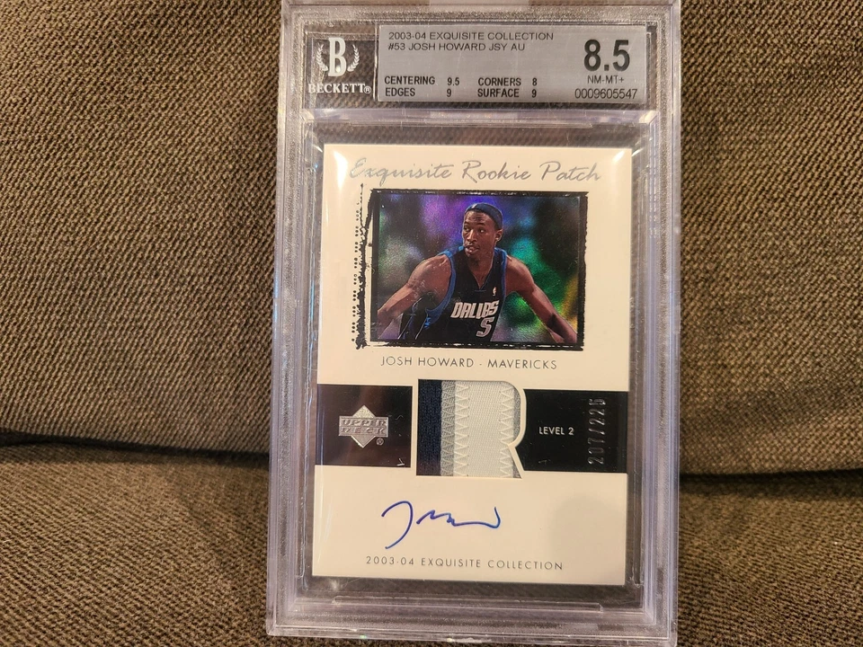 2003 UD EXQUISITE JOSH HOWARD RPA #/225 BGS 8.5 JERSEY PATCH AUTO RC MAVERICKS - Image 1 of 1
