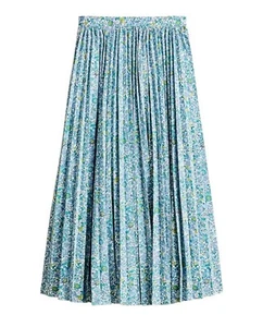 NWT J. Crew Pleated A-Line Skirt Size XL Blooming Floral Midi Blue Twee Preppy - Picture 1 of 11