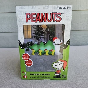 Gemmy Peanuts Snoopy Scene Christmas Tree Inflatable Woodstock 7Ft LED Outdoor - Picture 1 of 6