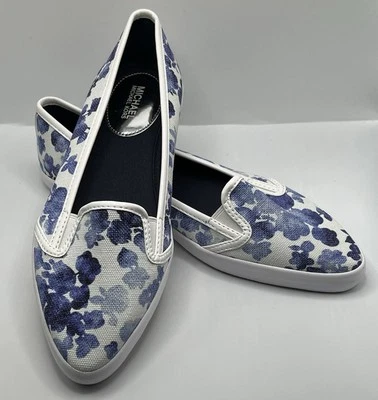 NUEVAS Tenis Michael Kors Oliva Sin Cordones Floral Estampado Lona Azul 9.5 ENVÍO GRATUITO Foto 1 de 4