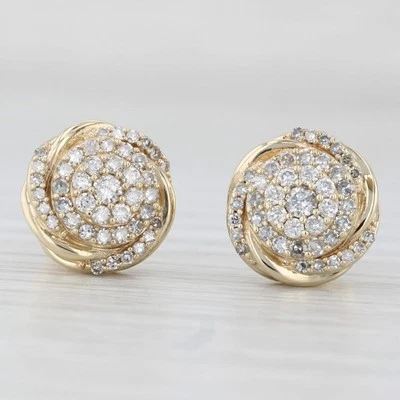 0.18ctw Diamond Cluster Swirl Stud Earrings 10k Yellow Gold - Image 1 of 4