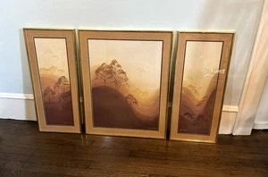 Complete Triptych 3 Picture Set Cathy Bouchard "Fragile Forest" Framed Prints - Picture 1 of 4