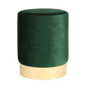 Round Velvet Pouffe Bedroom Dressing Table Accent Footstool 29 x 36cm Green - Picture 1 of 7