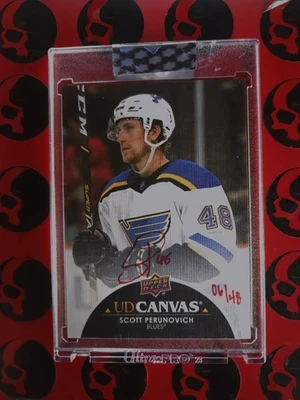 2021-22 Scott Perunovich UD Canvas /48  Signatures Rookie #CS-SP St. Louis Blues - Image 1 of 2