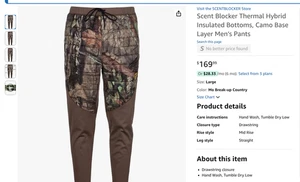 $169 Scent Blocker Thermal Hybrid Pant Bottom Real Tree 2X Cold Fusion Insulate - Picture 1 of 7