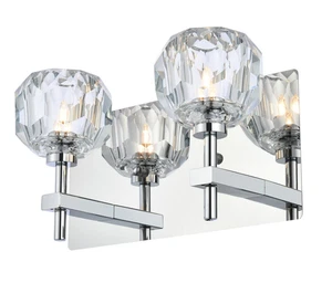Crystal Wall Sconce Light Fixture Bathroom Vanity Bedroom Dining Room Chrome 11" - Picture 1 of 7